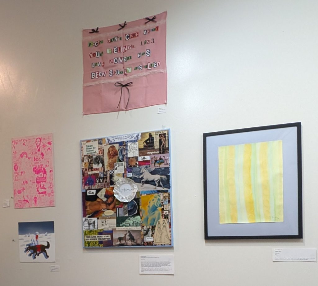 Art on display during the "Got Me Gagged" night of music and art at Stokes Nature Center