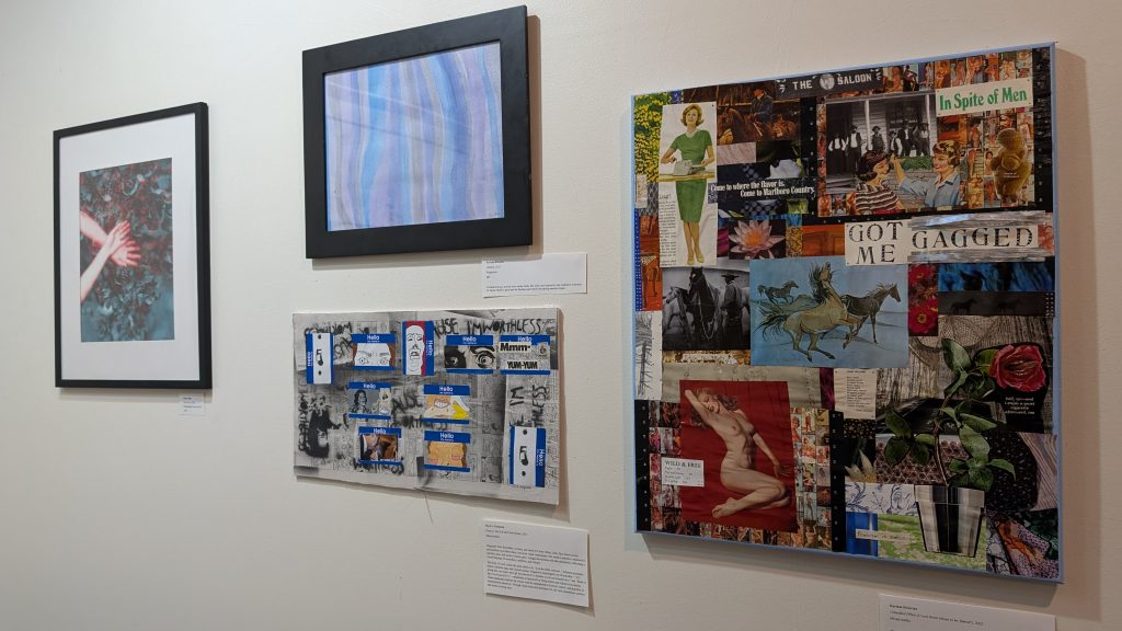 Art on display during the "Got Me Gagged" night of music and art at Stokes Nature Center