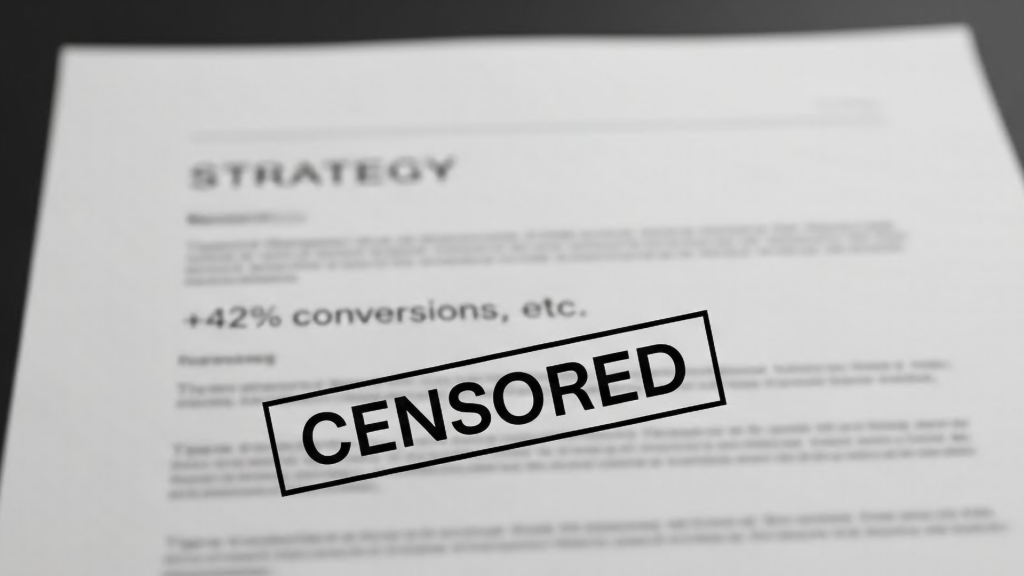 AI illustration of a blurred organic growth strategy document for a defi education company that provides advice on crypto investing (like Decentralized Masters).