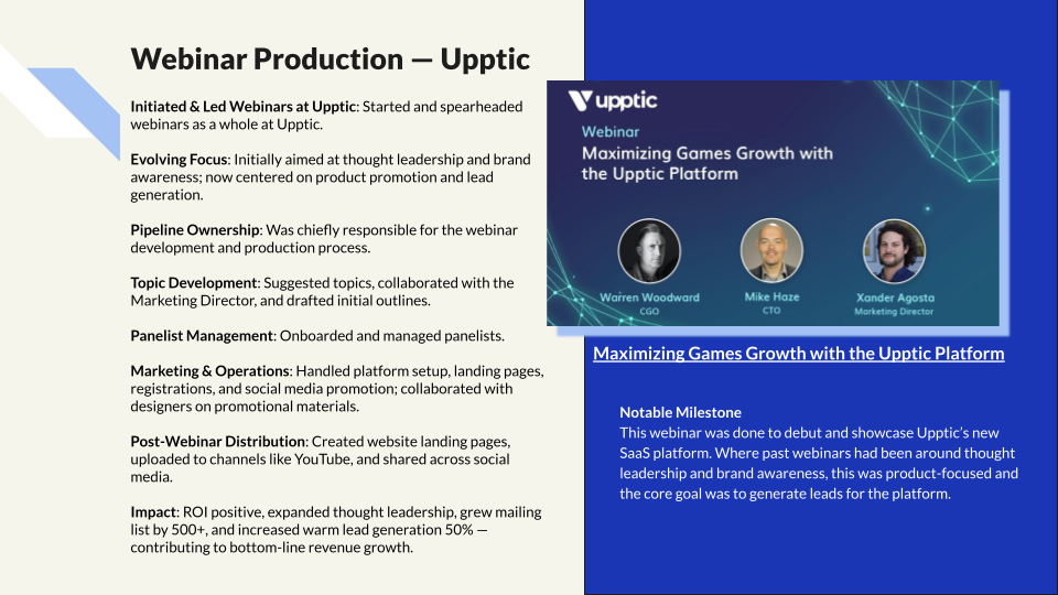 Webinars portfolio examples